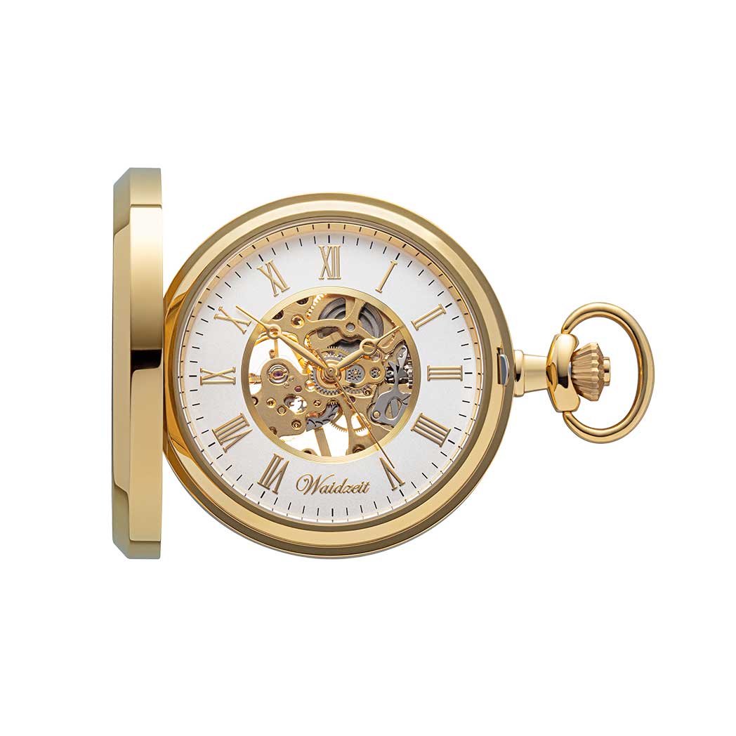 Waidzeit Franz Rudolf Skeleton pocket watch gold